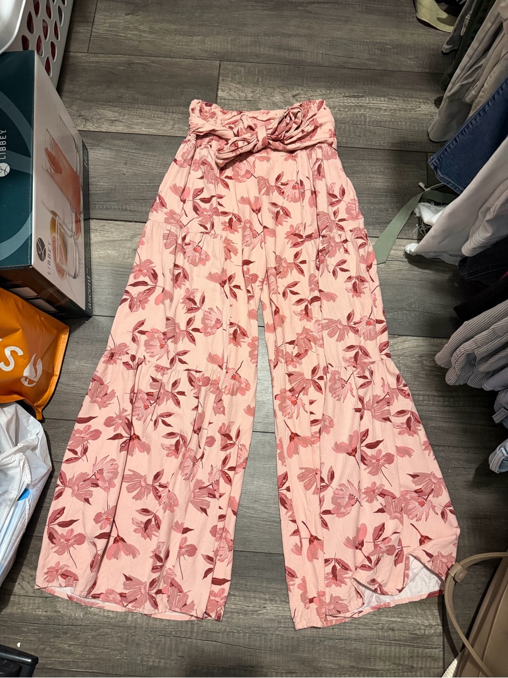 Sincerely Jules Pink Floral Wide-Leg Jumpsuit Pants